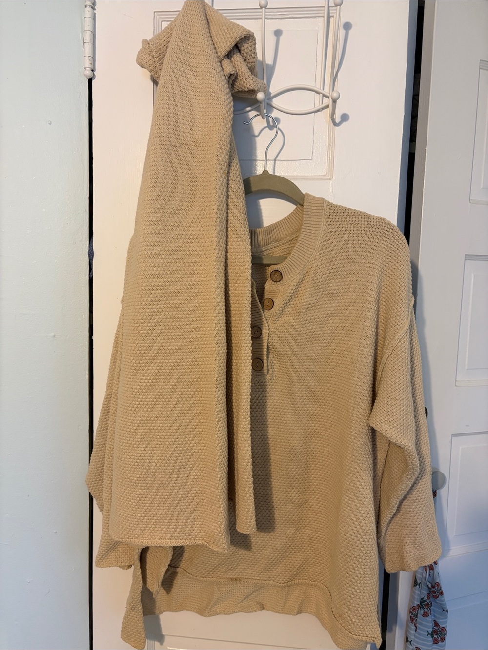 Free People Beach Hailee Beige Knit Pants & Henley Jogger Set